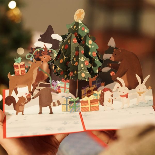 Papercrush pop-up kaart kerst in het bos sfeerfoto