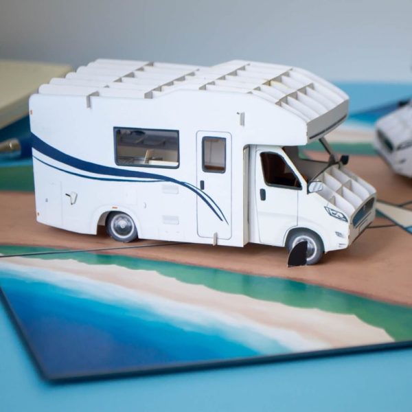 Papercrush pop-up kaart camper sfeerfoto