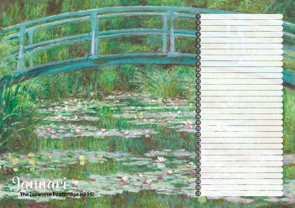 Studio Colori verjaardagskalender de mooiste schilderijen van Monet de Japanse brug