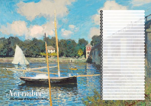 Studio Colori verjaardagskalender de mooiste schilderijen van Monet de brug bij Argenteuil