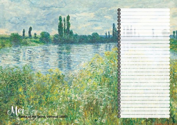 Studio Colori verjaardagskalender de mooiste schilderijen van Monet de oevers van de Seine bij Vétheuil