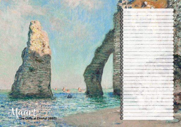 Studio Colori verjaardagskalender de mooiste schilderijen van Monet de rotsen bij Étretat