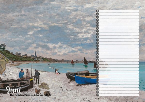 Studio Colori verjaardagskalender de mooiste schilderijen van Monet het strand van Sainte-Adresse