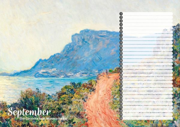 Studio Colori verjaardagskalender de mooiste schilderijen van Monet la corniche bij Monaco