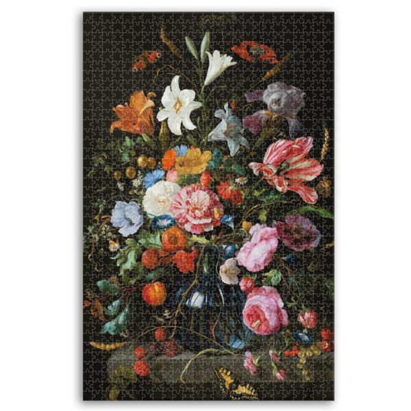 Jan Davidz. de Heem puzzel vaas met bloemen voorbeeld