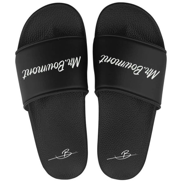 Mr. Bowmont badslippers uni zwart voorkant