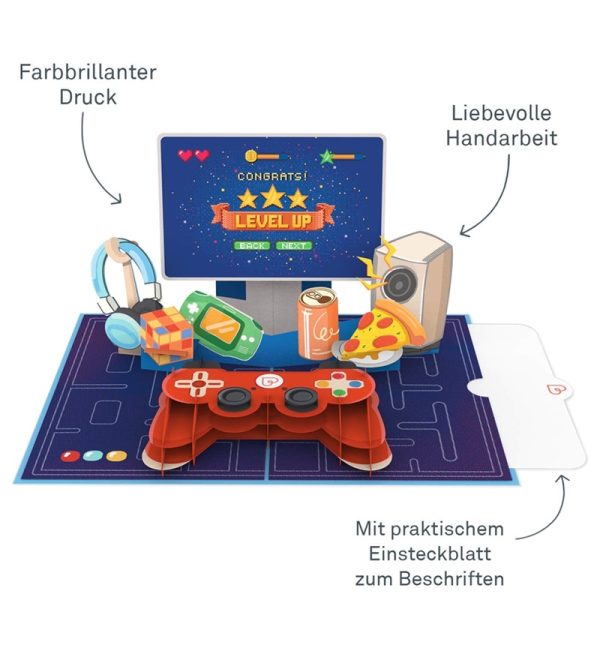 Papercrush pop-up kaart gamecontroller binnenkant