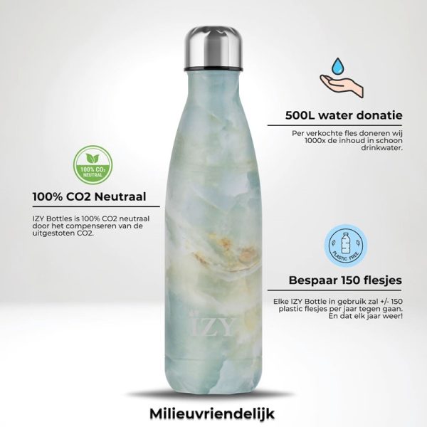 IZY Bottles thermosfles groen marmer milieuvriendelijk