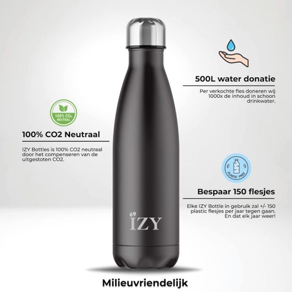 IZY Bottles thermosfles mat zwart milieuvriendelijk