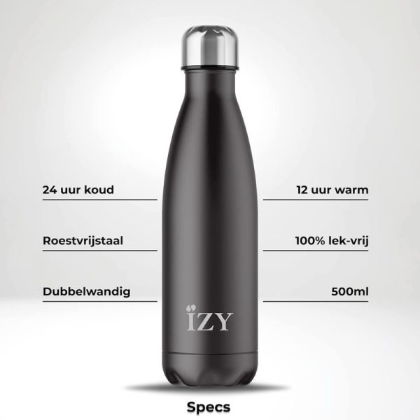 IZY Bottles thermosfles mat zwart specificaties