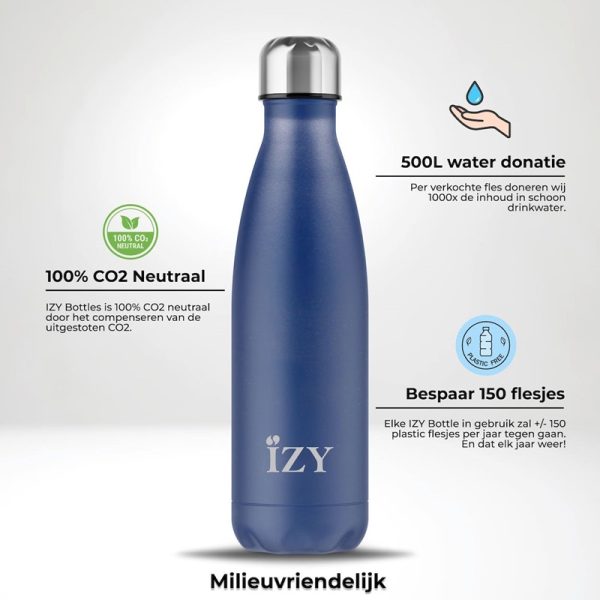 IZY Bottles thermosfles poedercoat marine milieuvriendelijk