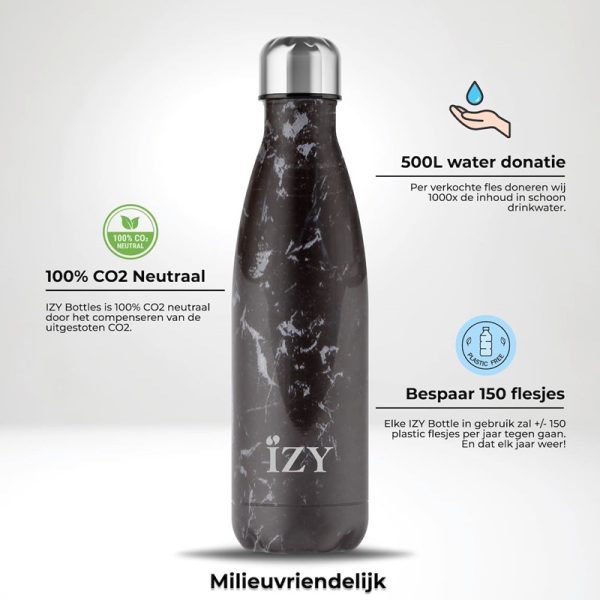 IZY bottles thermosfles marmer zwart milieuvriendelijk