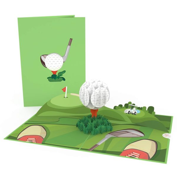 Papercrush pop-up kaart golfbal binnenkant en voorkant