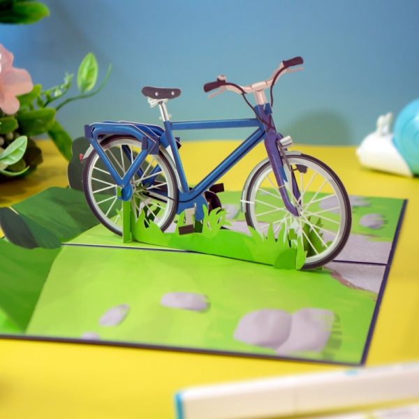 Papercrush pop-up kaart fiets sfeerfoto vooraanzicht