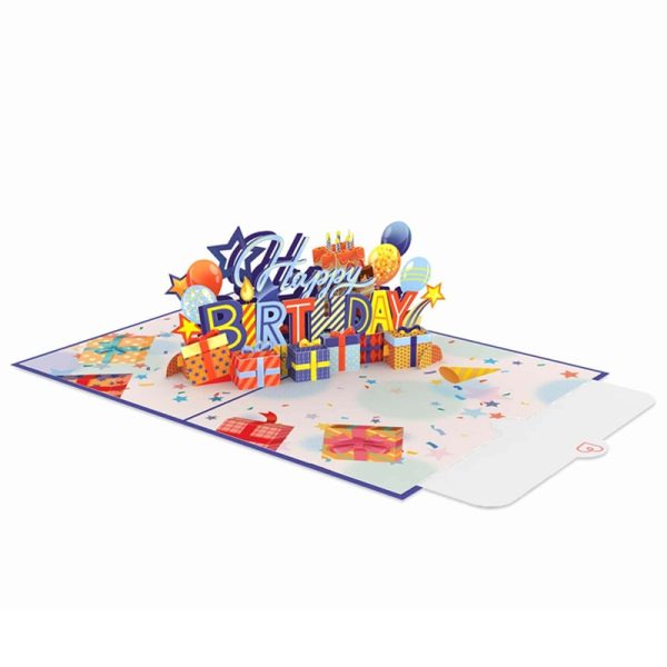 Papercrush pop-up kaart happy birthday blauw binnenkant met schrijfkaart