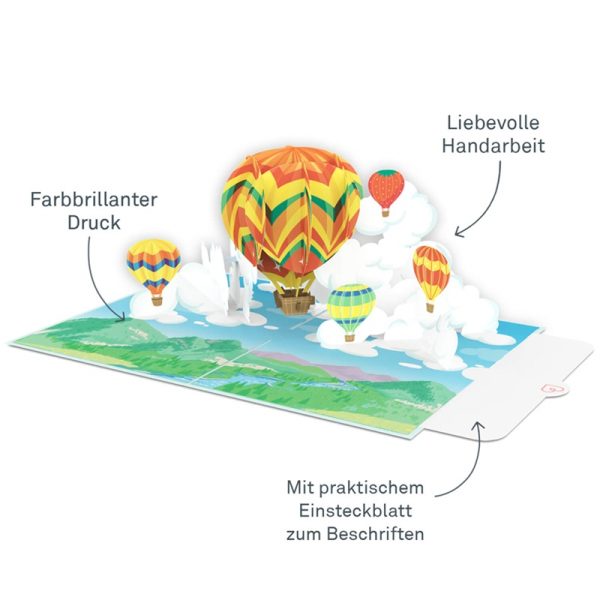 Papercrush pop-up kaart heteluchtballon informatie