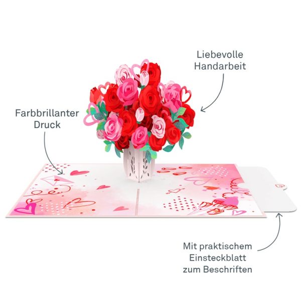 Papercrush pop-up kaart romantisch rozenboeket informatie