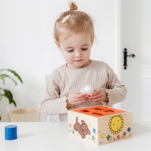 Bambolino Toys houten vormenstoof Nijntje sfeerfoto met meisje