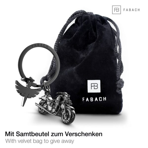 Fabach sleutelhanger beschermengel Chopper zwart met opbergzakje