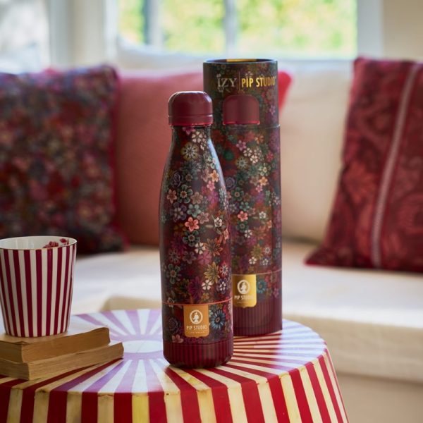 IZY Bottles thermosfles Pip Studio Tutti i Fiore rood sfeerfoto fles op tafel