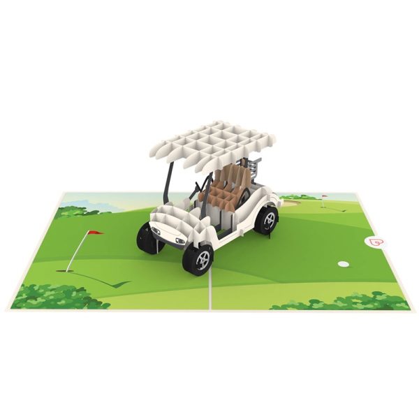 Papercrush pop-up kaart golfkar binnenkant