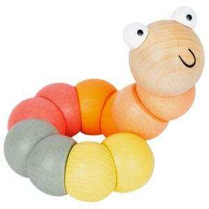 Small Foot houten motoriek speelgoed rups pastel oranje rood