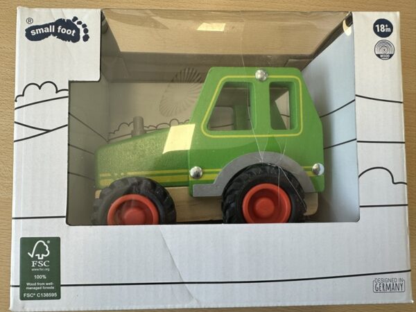 Small Foot houten voertuig tractor groen verpakking beschadigd