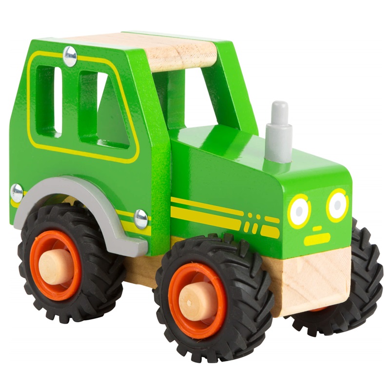 Small Foot houten voertuig tractor groen voorkant