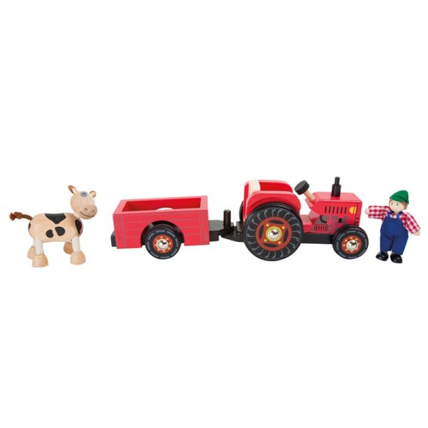 Small Foot houten voertuig tractor met aanhanger inhoud