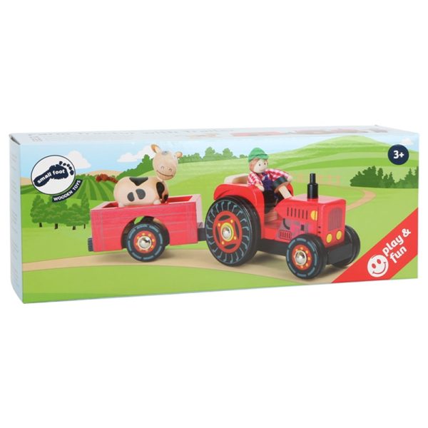 Small Foot houten voertuig tractor met aanhanger verpakking