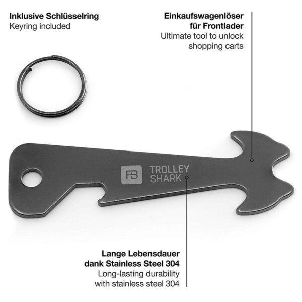 X0013GVLP1 Fabach winkelwagenafnemer Trolley Shark zwart met flesopener inhoud
