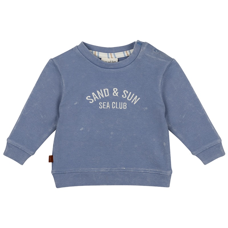 Frogs and Dogs sweater sand and sun blauw voorkant